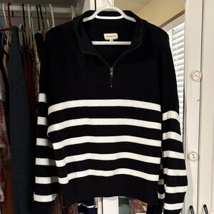 Urban Outfitters Black and White Zip-Up Sweater